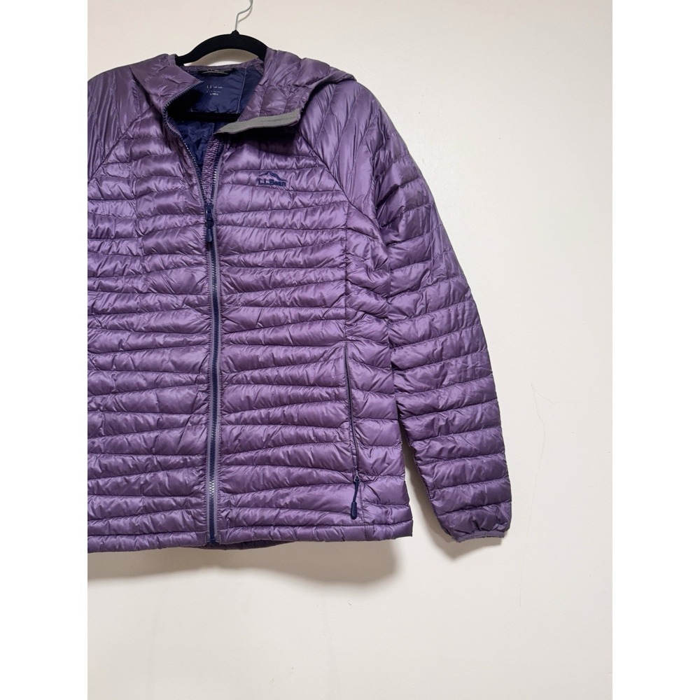 LL Bean Jacket 850 Down Puffer Downtek hooded pertex Quantum women S Reg Purple - Picture 3 of 10